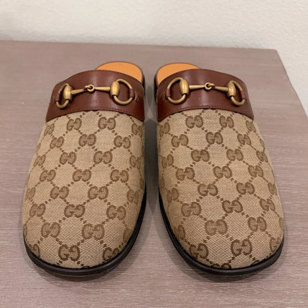 GUCCI CANVAS PRINTED MENS SLIDES - LIKE NEW - Picture 4 of 8